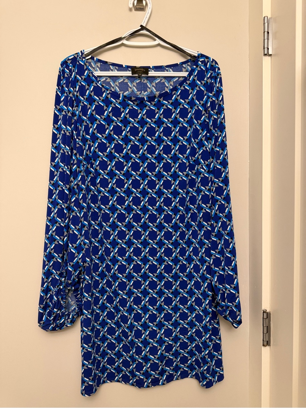 Laundry by Design Royal Blue Geometric Long Sleeve Dress